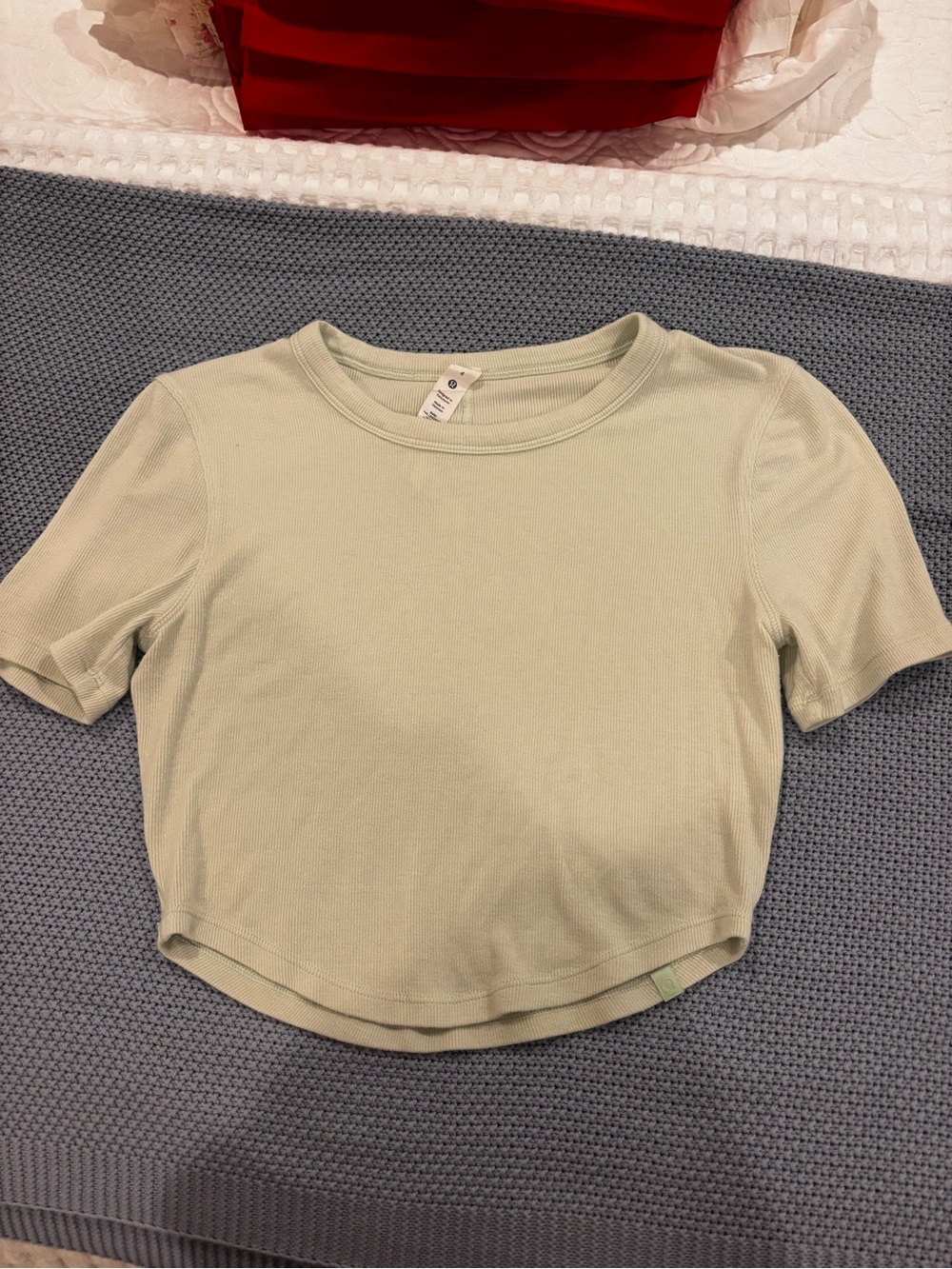 lululemon athletica Light Sage Ribbed Cropped Tee